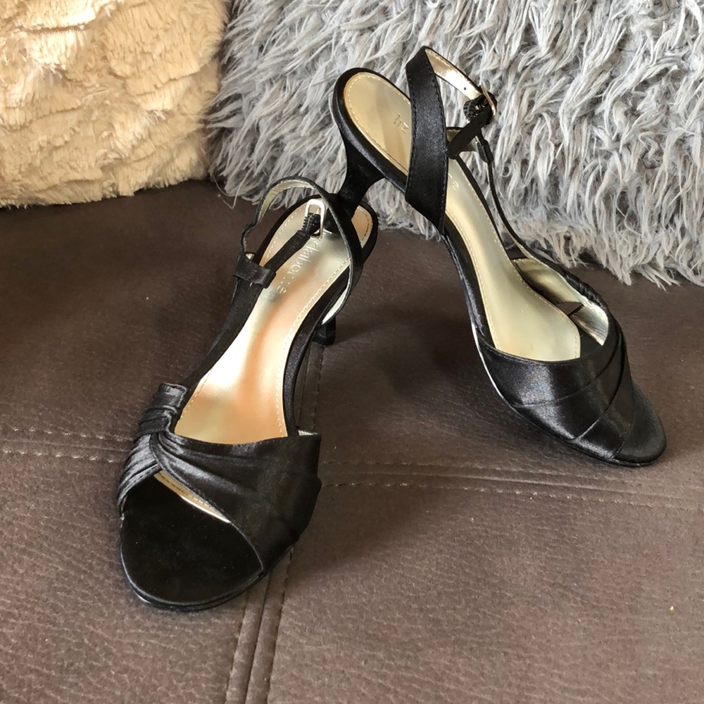 LIZ CLAIBORNE BlackSatinFabric Slingback Sandals Size 6 - Picture 1 of 7